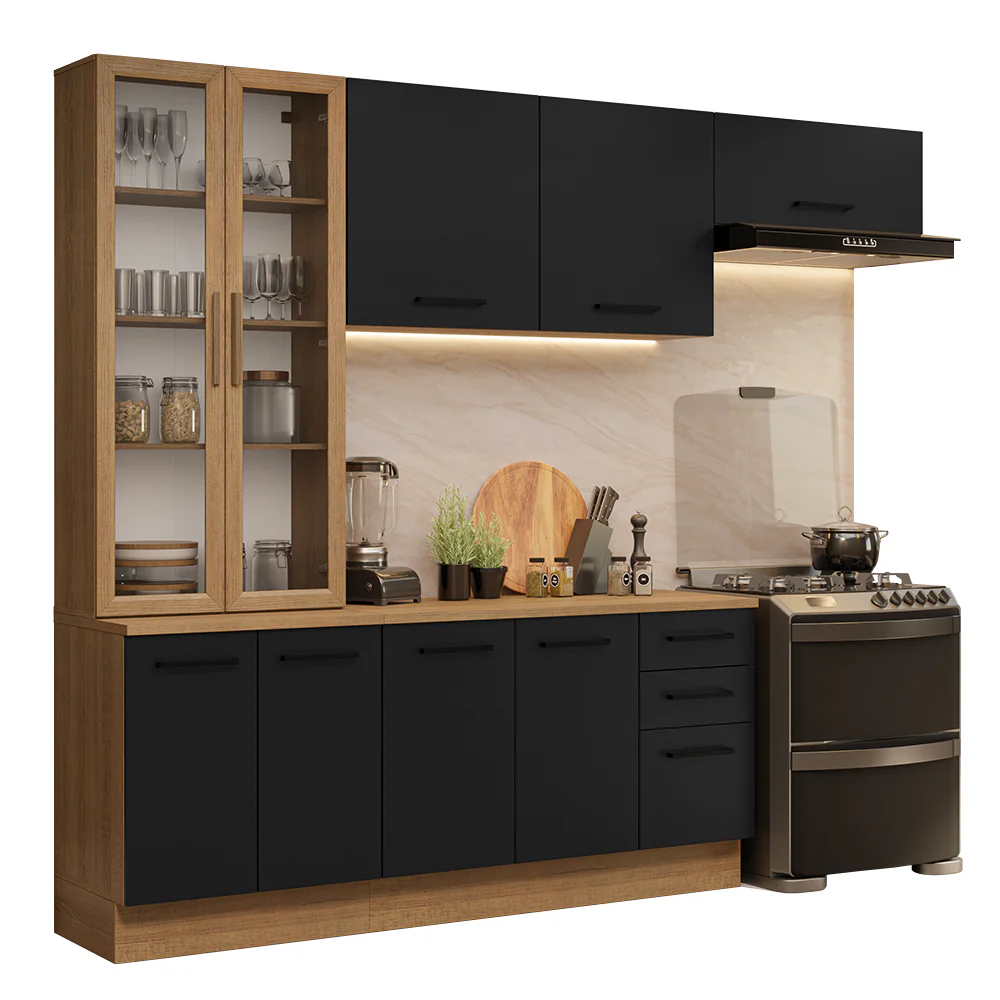 Armário de Cozinha Completa 270cm Rustic/Preto Agata Madesa 11 - Image 2