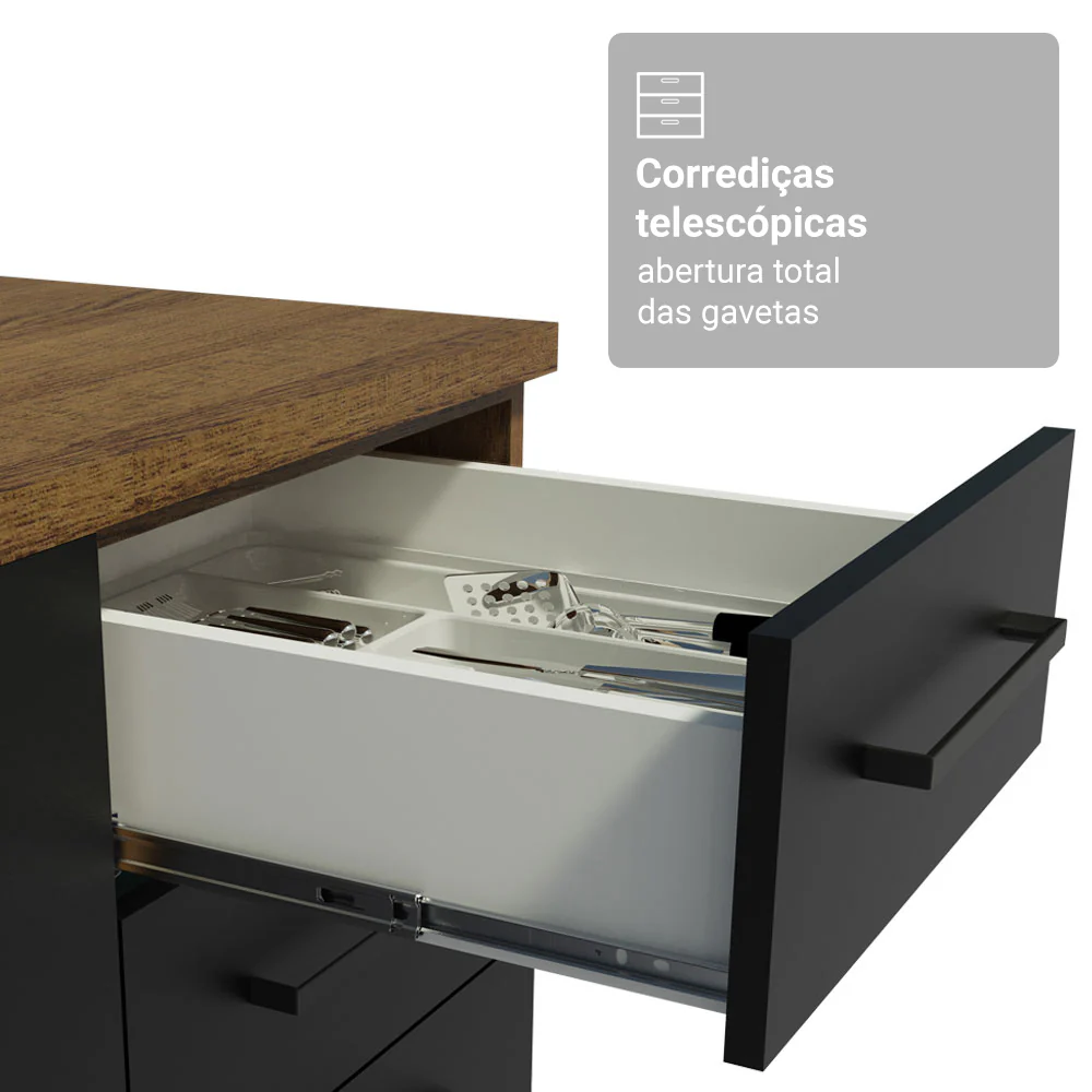 Armário de Cozinha Completa 270cm Rustic/Preto Agata Madesa 11 - Image 7
