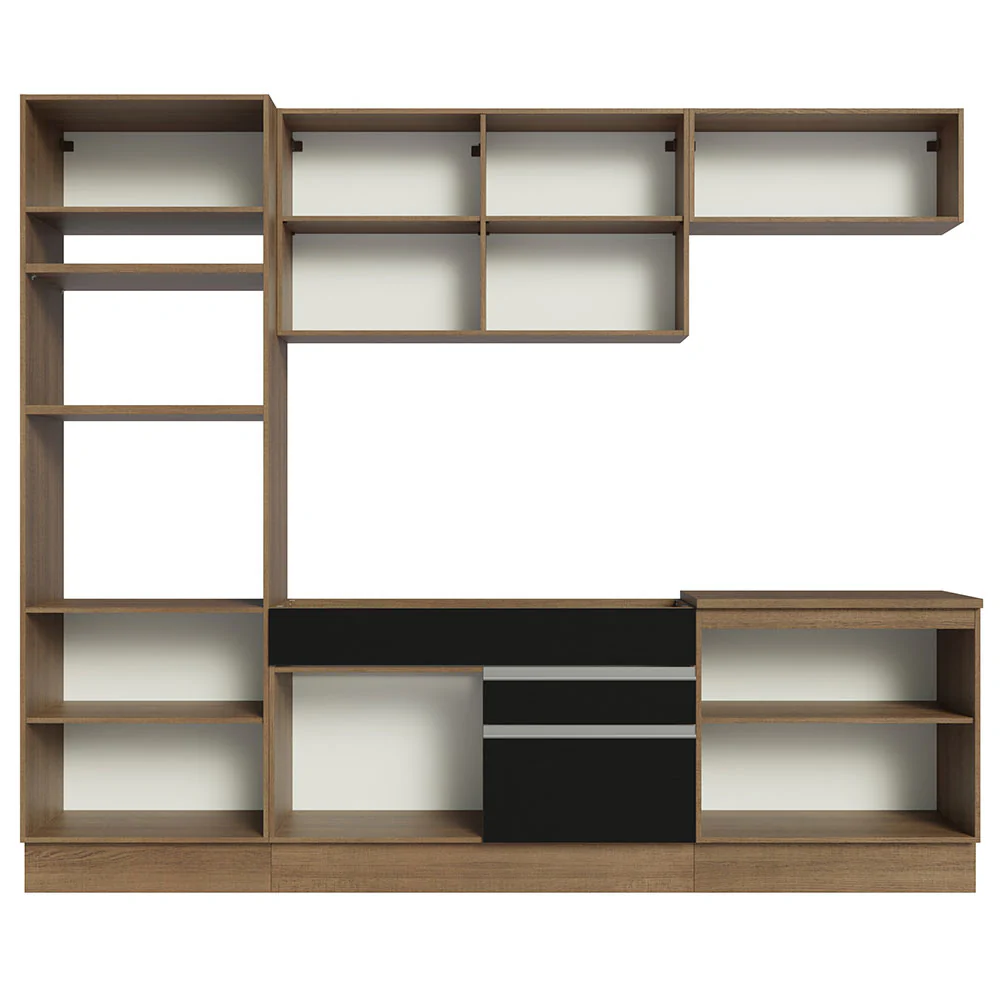 Armário de Cozinha Completa 270cm Rustic/Preto Glamy Madesa 13 - Image 11
