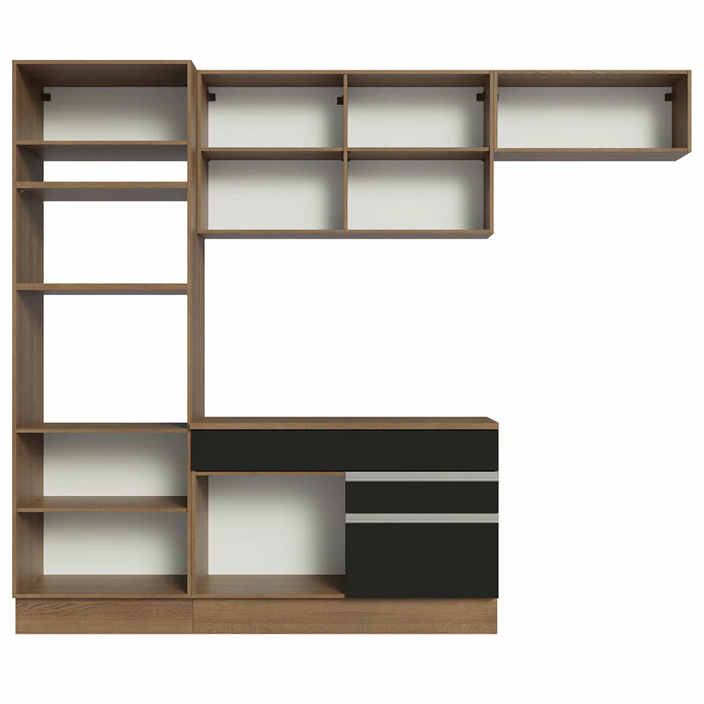 Armário de Cozinha Completa 270cm Rustic/Preto Glamy Madesa 14 - Image 11