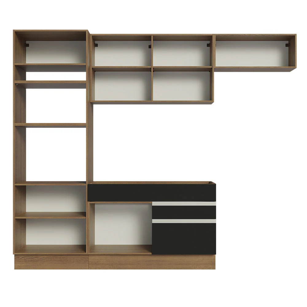 Armário de Cozinha Completa 270cm Rustic/Preto Glamy Madesa 15 - Image 11
