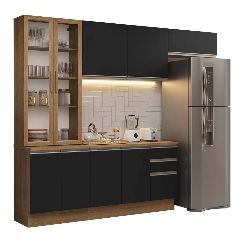 Armário de Cozinha Completa 270cm Rustic/Preto Glamy Madesa 16 - Image 2