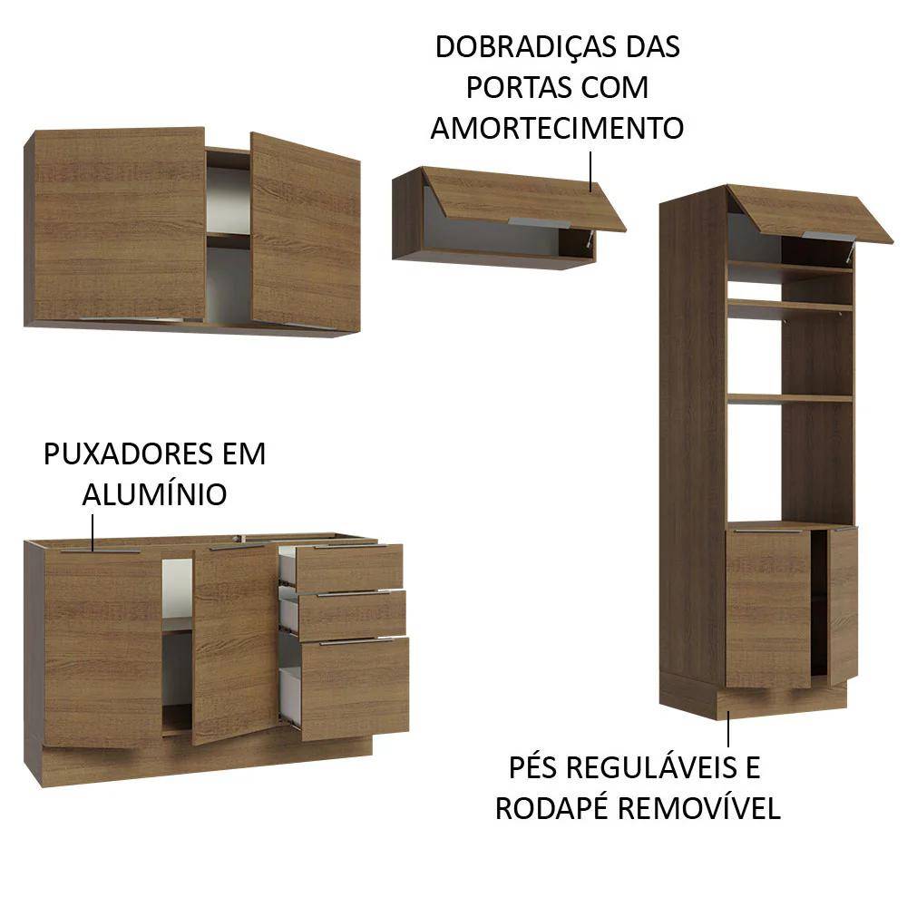 Armário de Cozinha Completa 270cm Rustic Stella Madesa 05 - Image 4