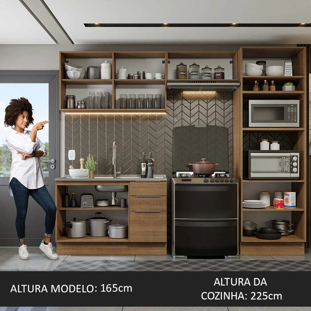 Armário de Cozinha Completa 270cm Rustic Stella Madesa 05 - Image 5