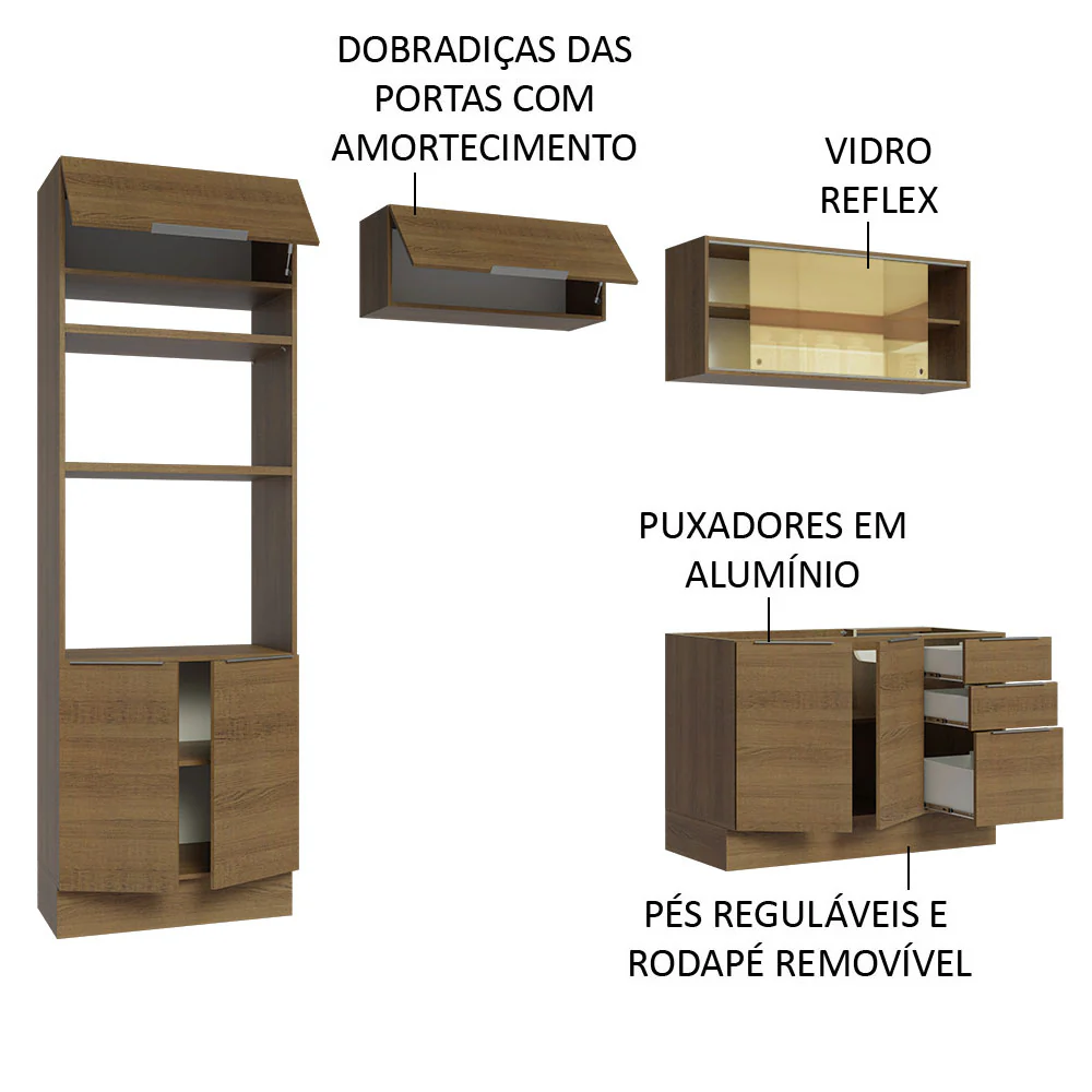 Armário de Cozinha Completa 270cm Rustic Stella Madesa 06 - Image 4