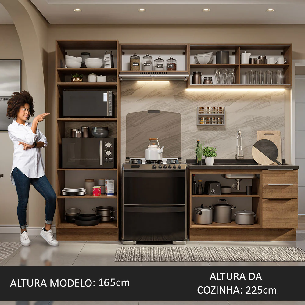 Armário de Cozinha Completa 270cm Rustic Stella Madesa 06 - Image 5