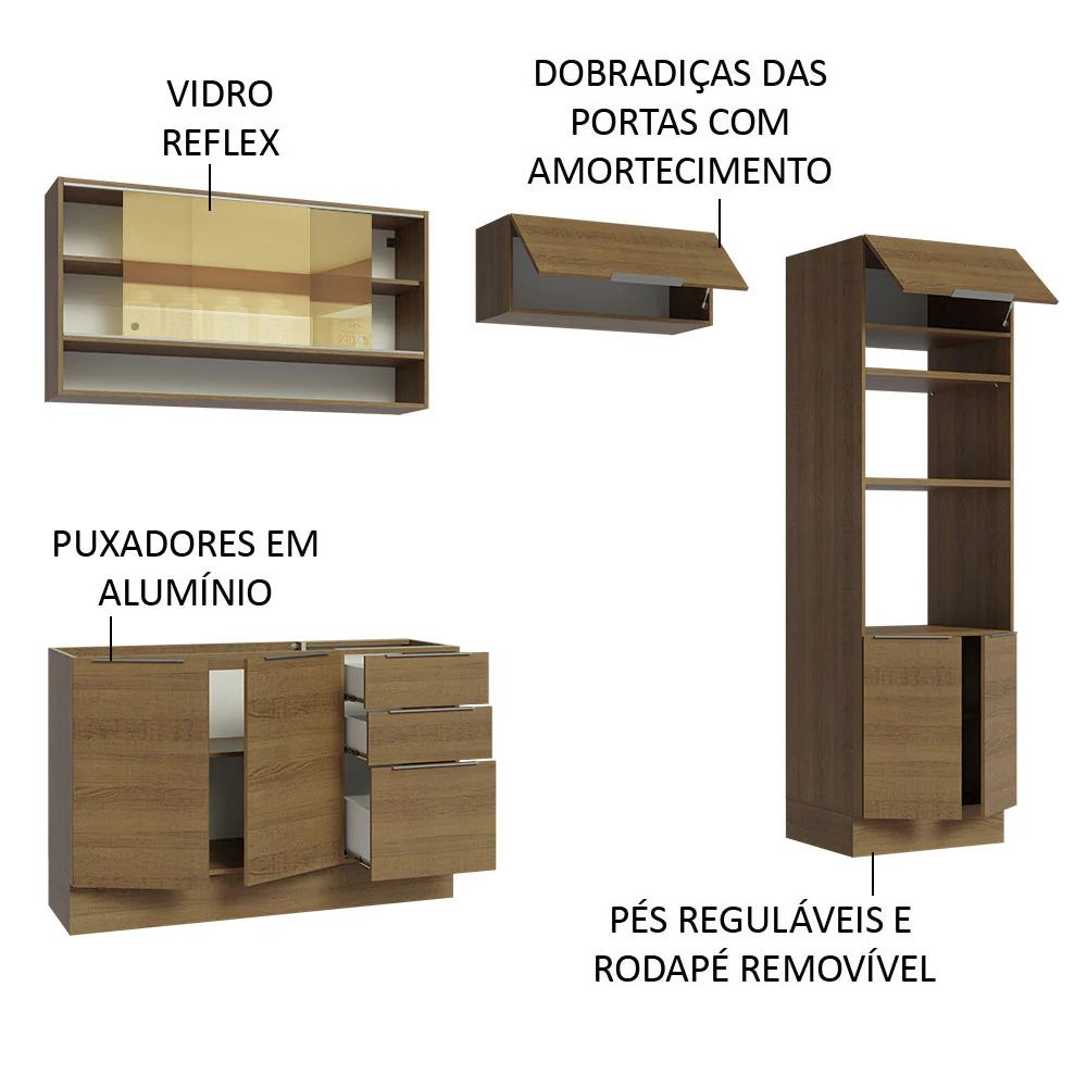 Armário de Cozinha Completa 270cm Rustic Stella Madesa 07 - Image 4
