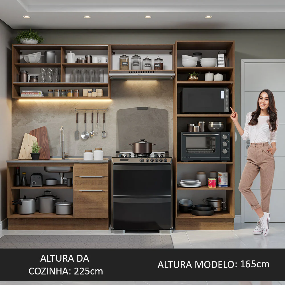 Armário de Cozinha Completa 270cm Rustic Stella Madesa 07 - Image 5