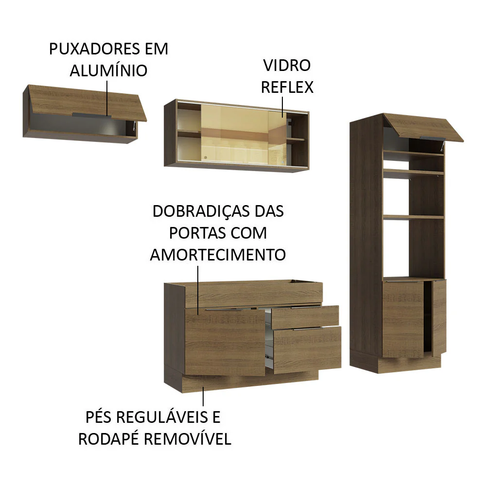 Armário de Cozinha Completa 270cm Rustic Stella Madesa 08 - Image 4