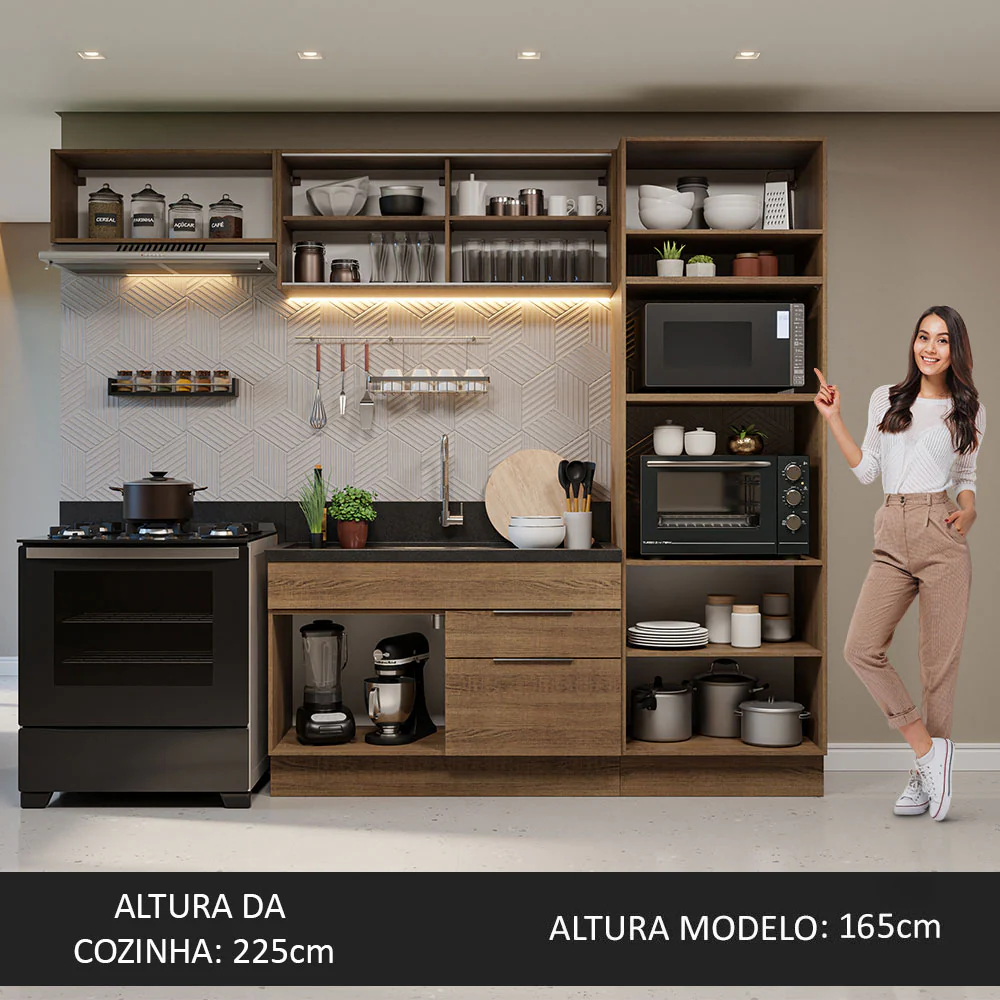 Armário de Cozinha Completa 270cm Rustic Stella Madesa 08 - Image 5