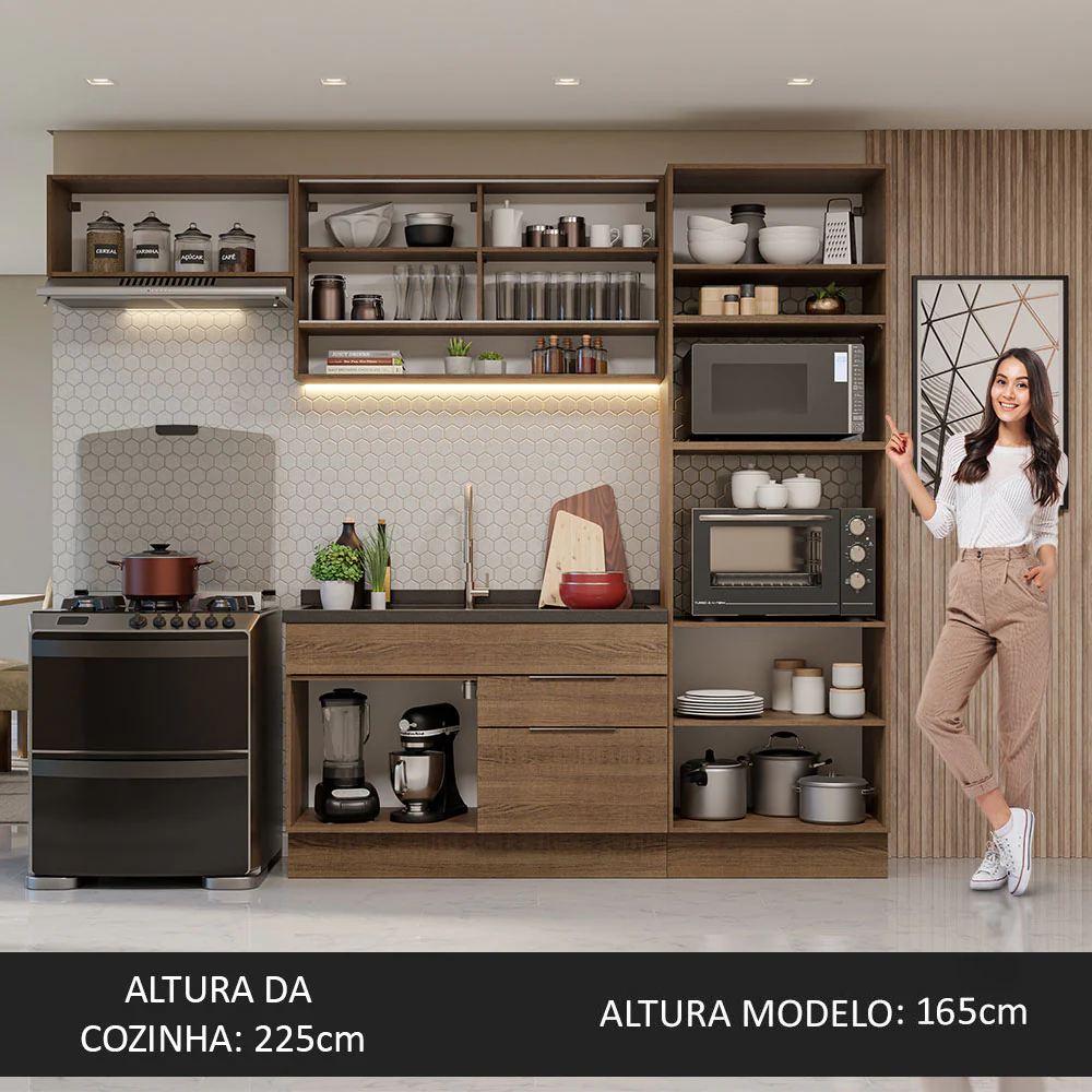 Armário de Cozinha Completa 270cm Rustic Stella Madesa 09 - Image 5