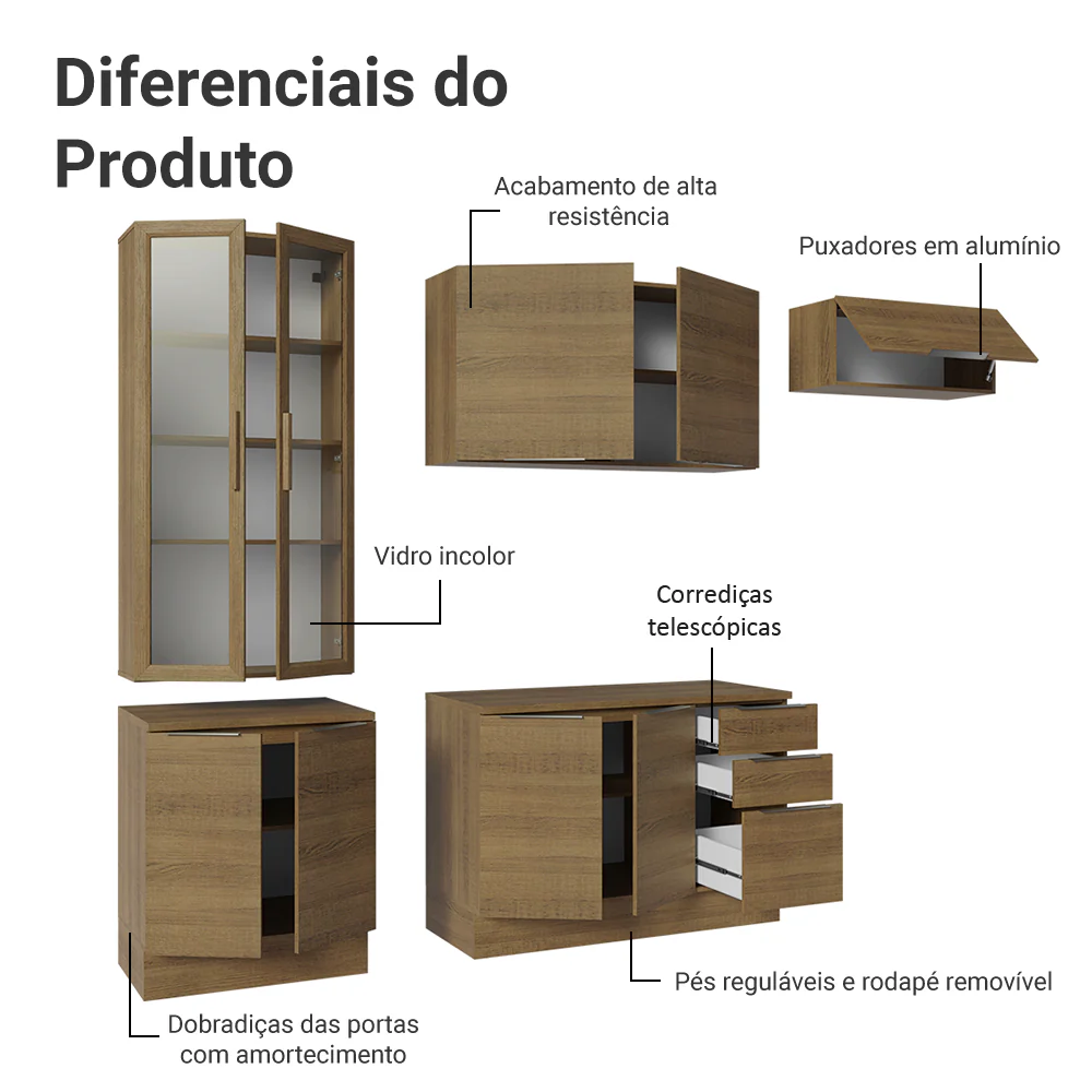 Armário de Cozinha Completa 270cm Rustic Stella Madesa 11 - Image 4