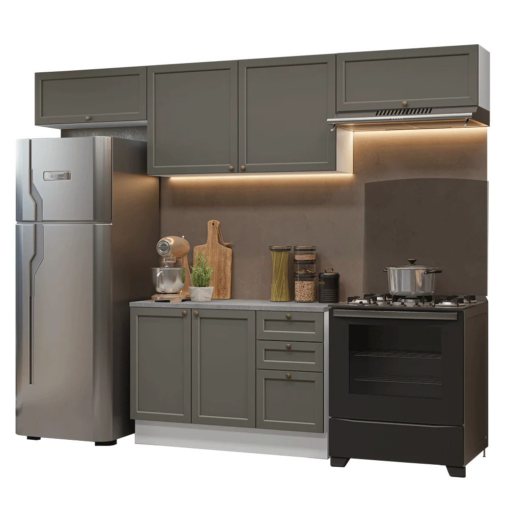 Armário de Cozinha Completa 280 cm Branco/Cinza Vik Madesa 01 - Image 2
