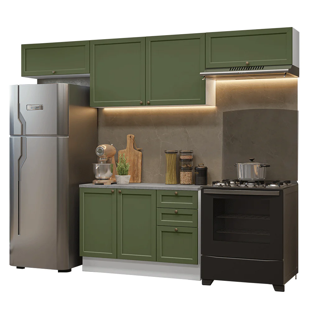 Armário de Cozinha Completa 280 cm Branco/Verde Vik Madesa 01 - Image 2