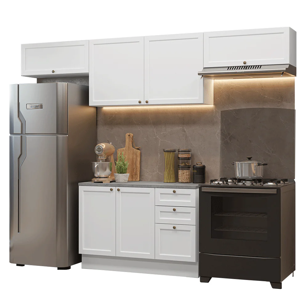 Armário de Cozinha Completa 280 cm Branco Vik Madesa 01 - Image 2