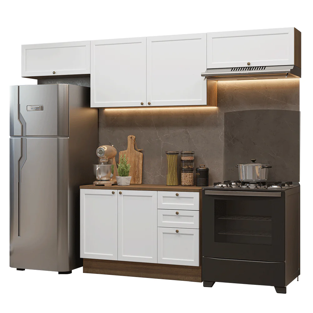 Armário de Cozinha Completa 280 cm Rustic/Branco Vik Madesa 01 - Image 2