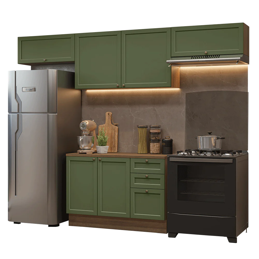 Armário de Cozinha Completa 280 cm Rustic/Verde Vik Madesa 01 - Image 2