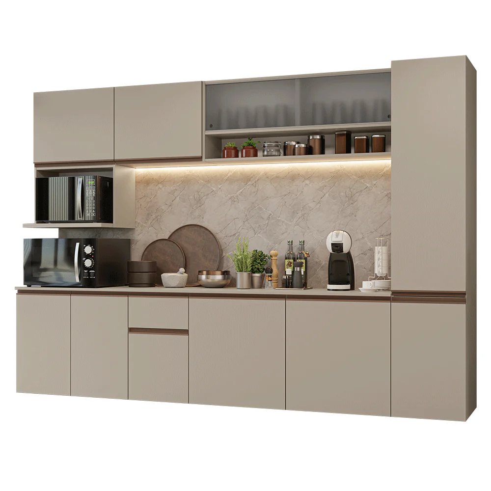 Armário de Cozinha Completa 280 cm Suspensa Crema Nice Madesa 04 - Image 2