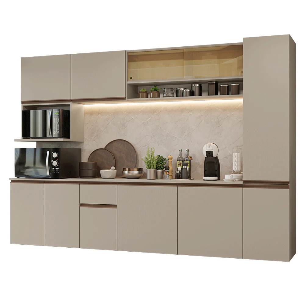 Armário de Cozinha Completa 280 cm Suspensa Crema Nice Madesa 05 - Image 2