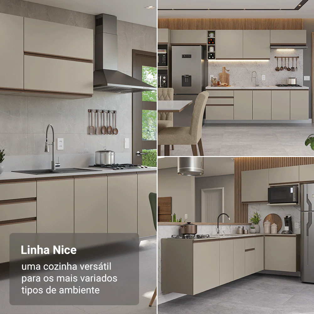 Armário de Cozinha Completa 280 cm Suspensa Crema Nice Madesa 05 - Image 5