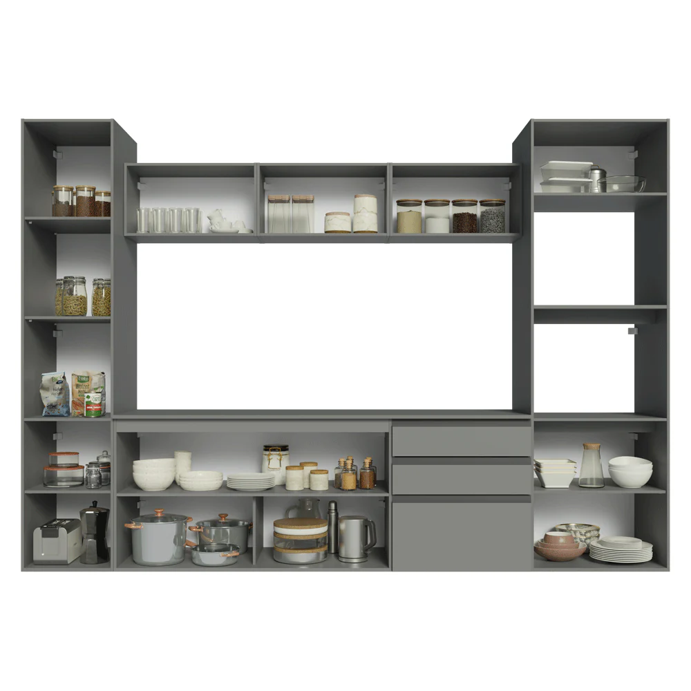 Armário de Cozinha Completa 280cm Suspensa Cinza Nice Madesa 06 - Image 5