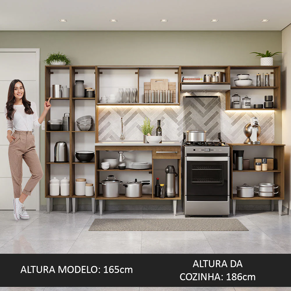 Armário de Cozinha Completa 293cm com Pia Rustic Emilly Madesa 06 - Image 5