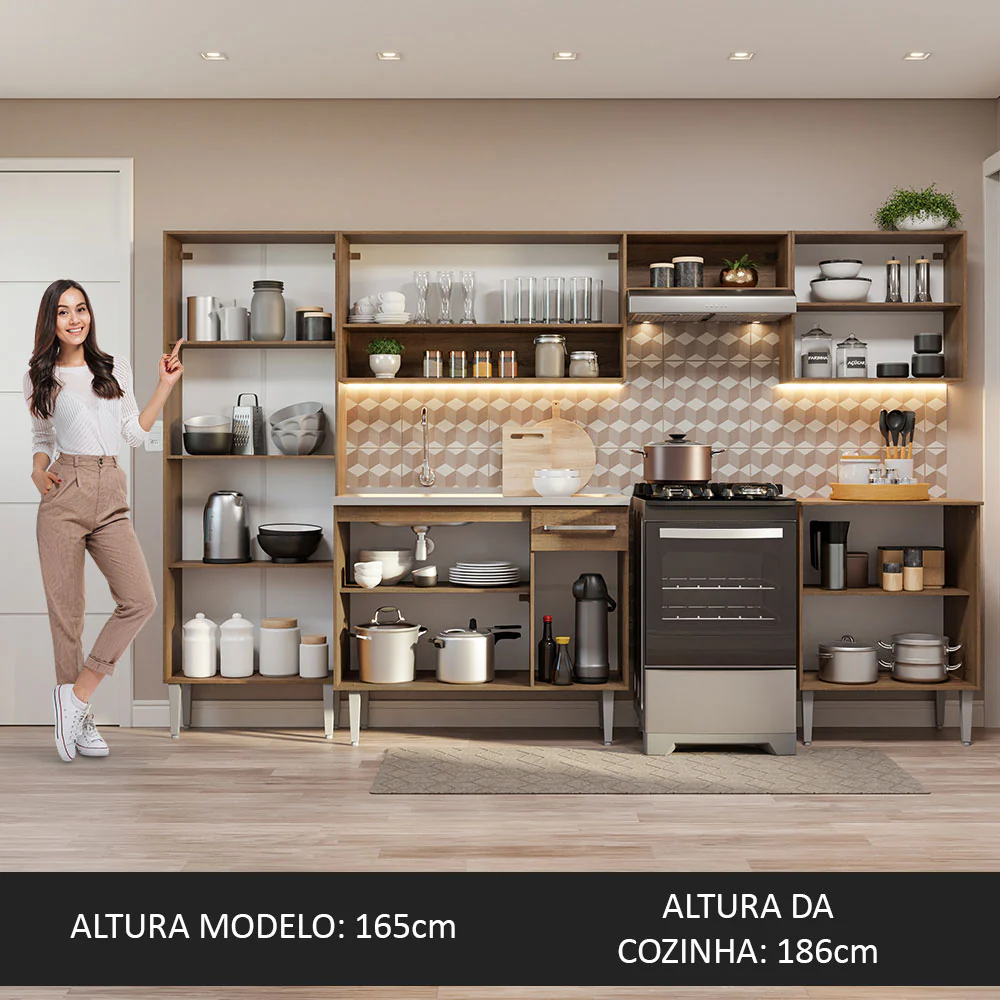 Armário de Cozinha Completa 293cm com Pia Rustic Emilly Madesa 08 - Image 5