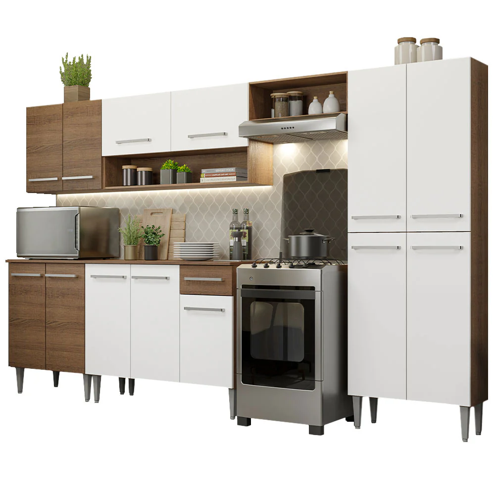 Armário de Cozinha Completa 293cm Rustic/Branco Emilly Madesa 01 - Image 2