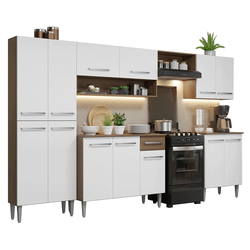 Armário de Cozinha Completa 293cm Rustic/Branco Emilly Madesa 02 - Image 2