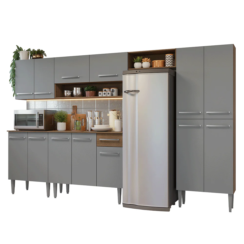 Armário de Cozinha Completa 293cm Rustic/Cinza Emilly Madesa 011 - Image 2
