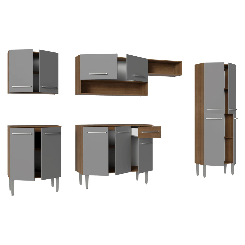 Armário de Cozinha Completa 293cm Rustic/Cinza Emilly Madesa 011 - Image 8