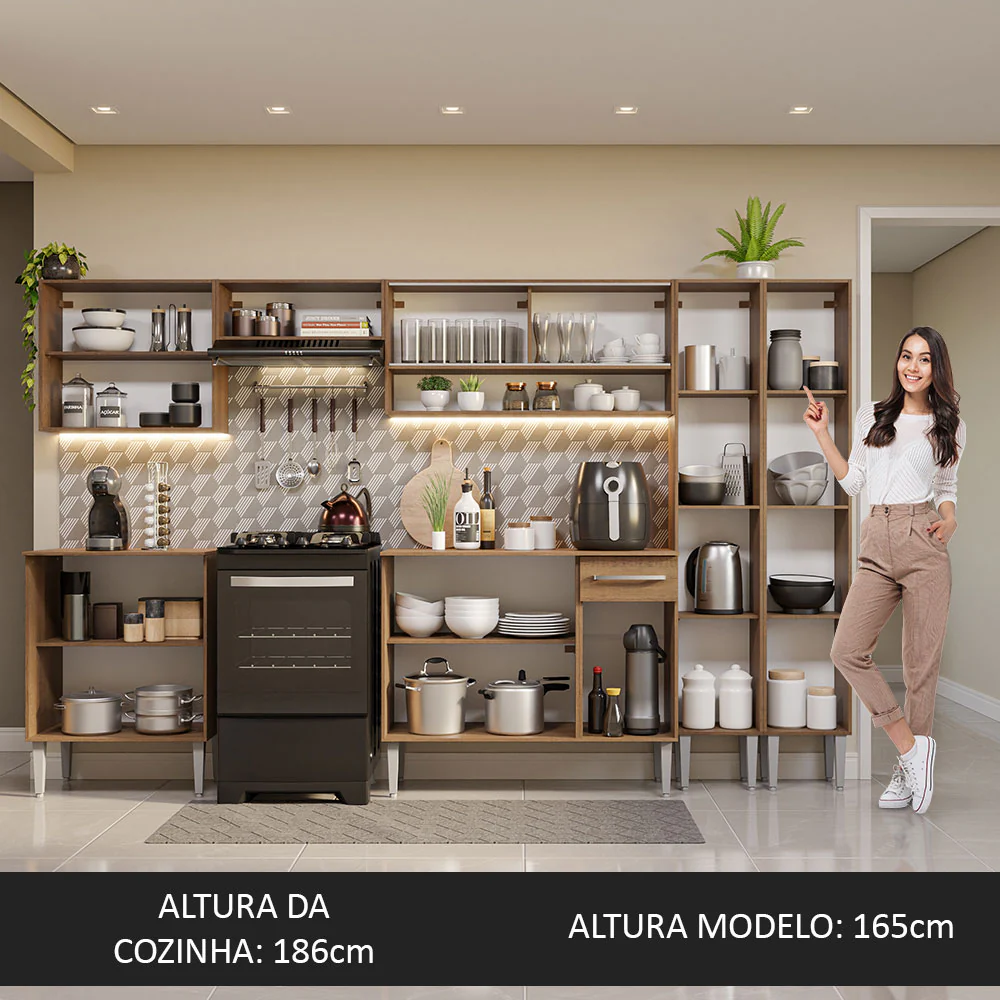 Armário de Cozinha Completa 293cm Rustic Emilly Madesa 03 - Image 5
