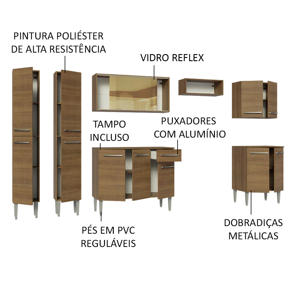 Armário de Cozinha Completa 293cm Rustic Emilly Madesa 05 - Image 4