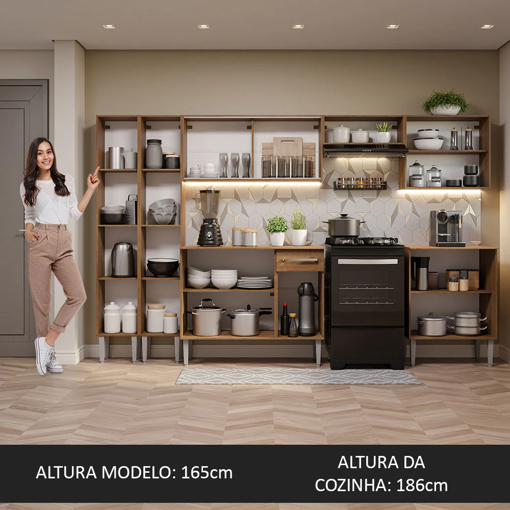 Armário de Cozinha Completa 293cm Rustic Emilly Madesa 05 - Image 5
