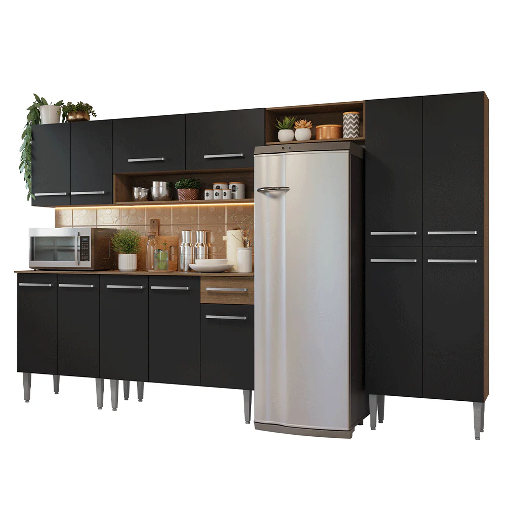 Armário de Cozinha Completa 293cm Rustic/Preto Emilly Madesa 011 - Image 2