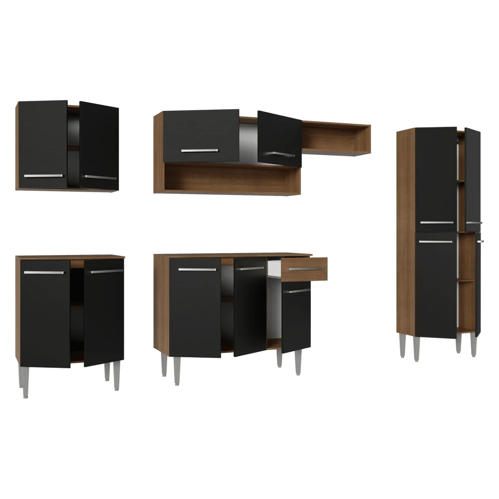 Armário de Cozinha Completa 293cm Rustic/Preto Emilly Madesa 011 - Image 8