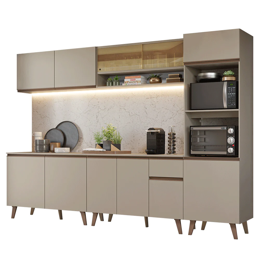 Armário de Cozinha Completa 300 cm Crema Nice Madesa 01 - Image 2
