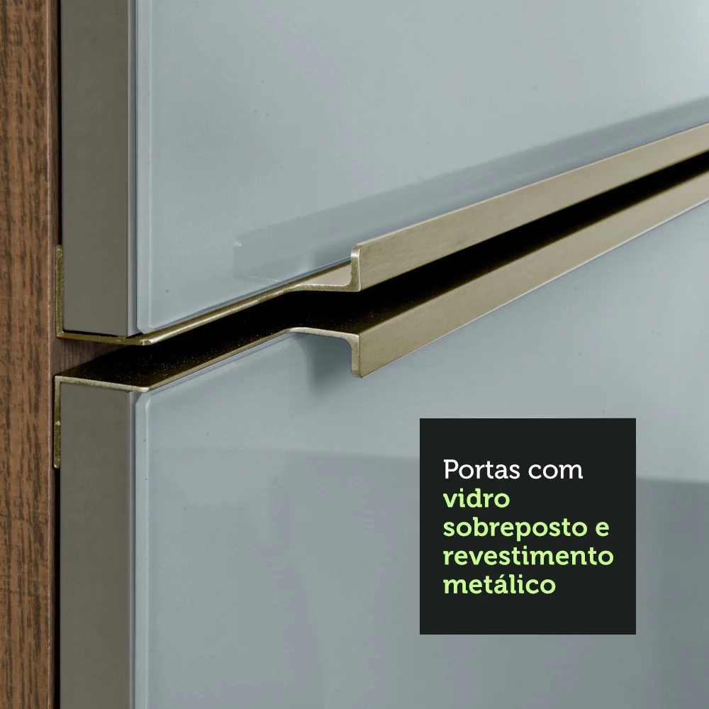 Armário de Cozinha Completa 300 x 60 cm Rustic/Cinza Lux da Sabrina Madesa - Image 10