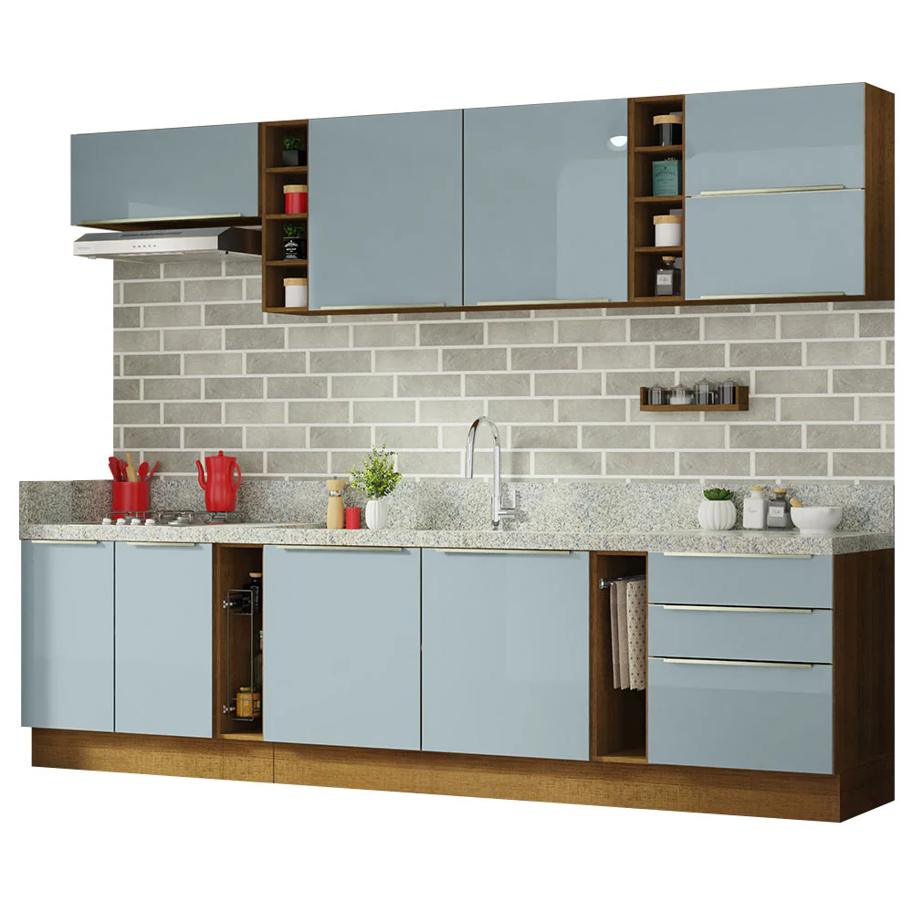 Armário de Cozinha Completa 300 x 60 cm Rustic/Cinza Lux da Sabrina Madesa - Image 2
