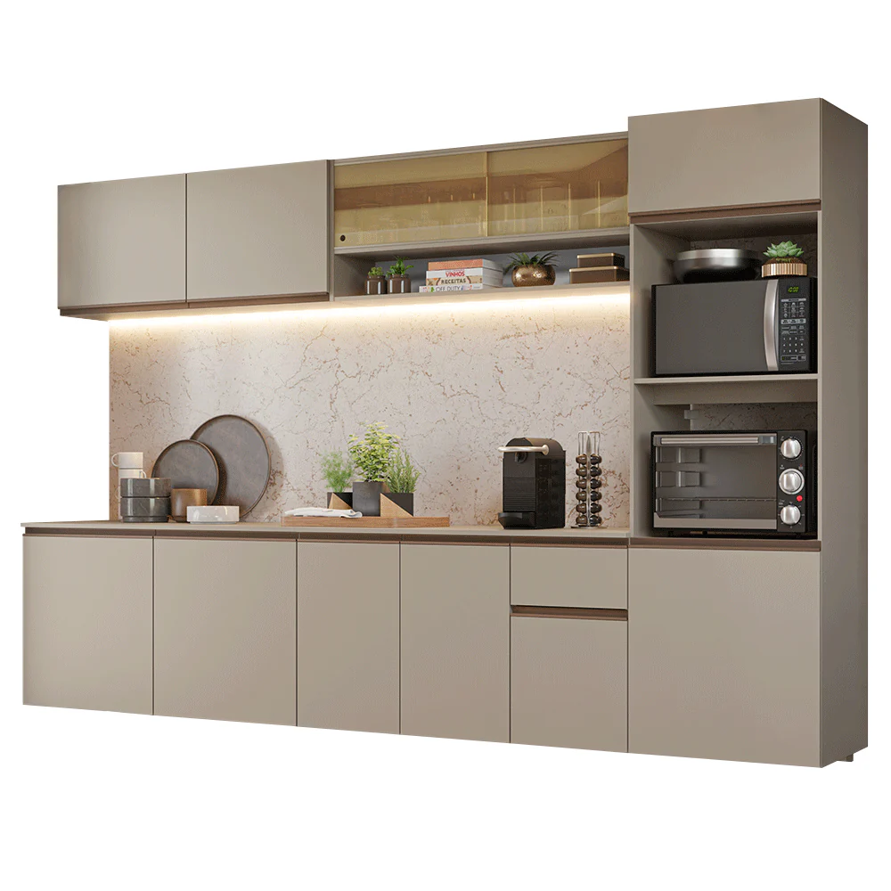 Armário de Cozinha Completa 300 cm Suspenso Crema Nice Madesa 03 - Image 2