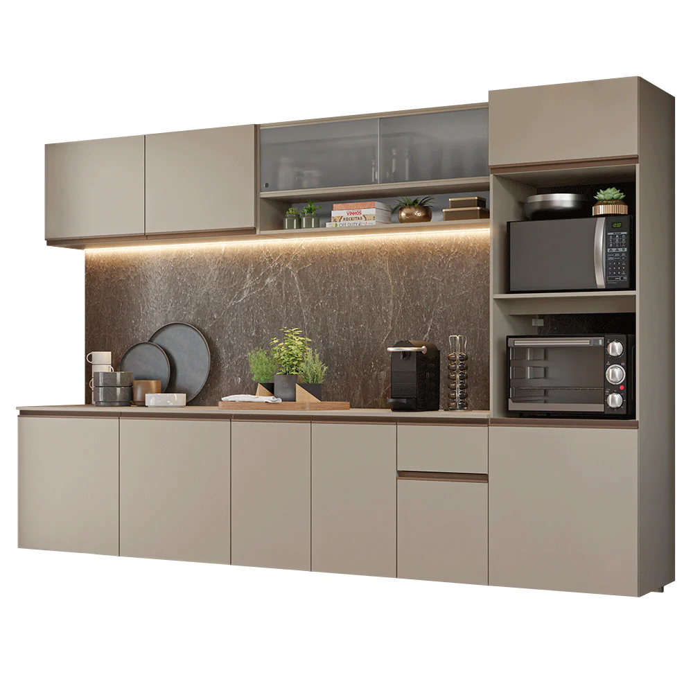 Armário de Cozinha Completa 300 cm Suspenso Crema Nice Madesa 04 - Image 2
