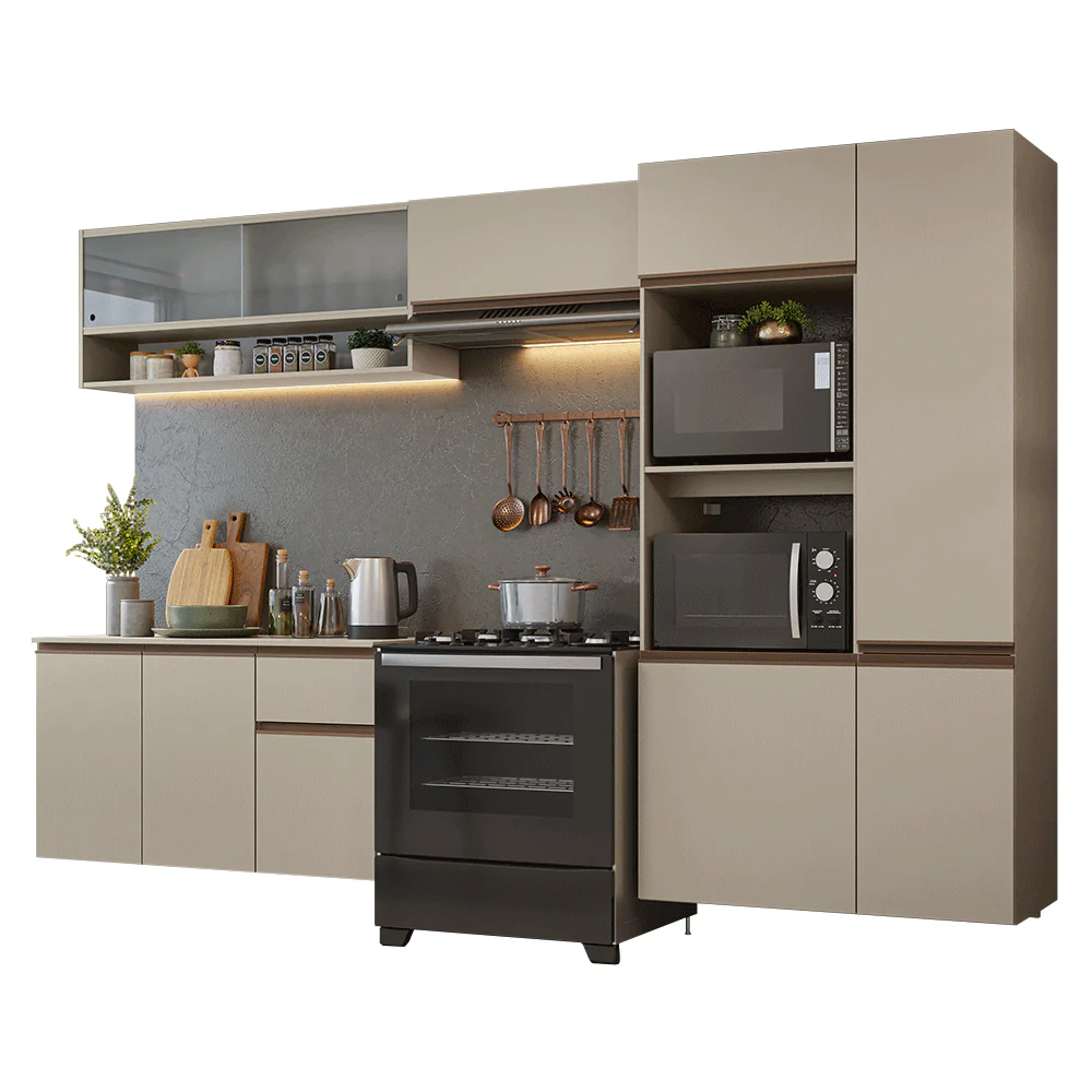 Armário de Cozinha Completa 300 cm Suspenso Crema Nice Madesa 06 - Image 2