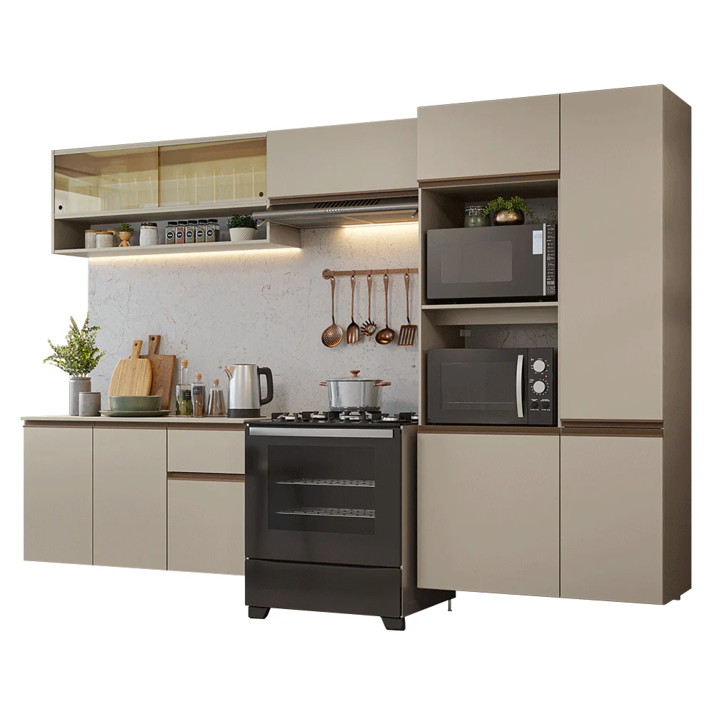 Armário de Cozinha Completa 300 cm Suspenso Crema Nice Madesa 07 - Image 2