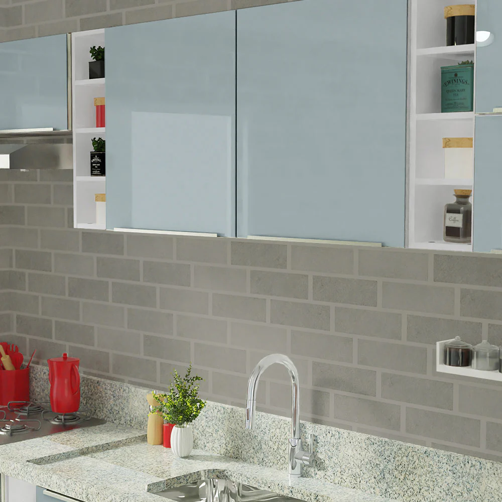 Armário de Cozinha Completa 300 x 60 cm Branco/Cinza Lux da Sabrina Madesa - Image 12