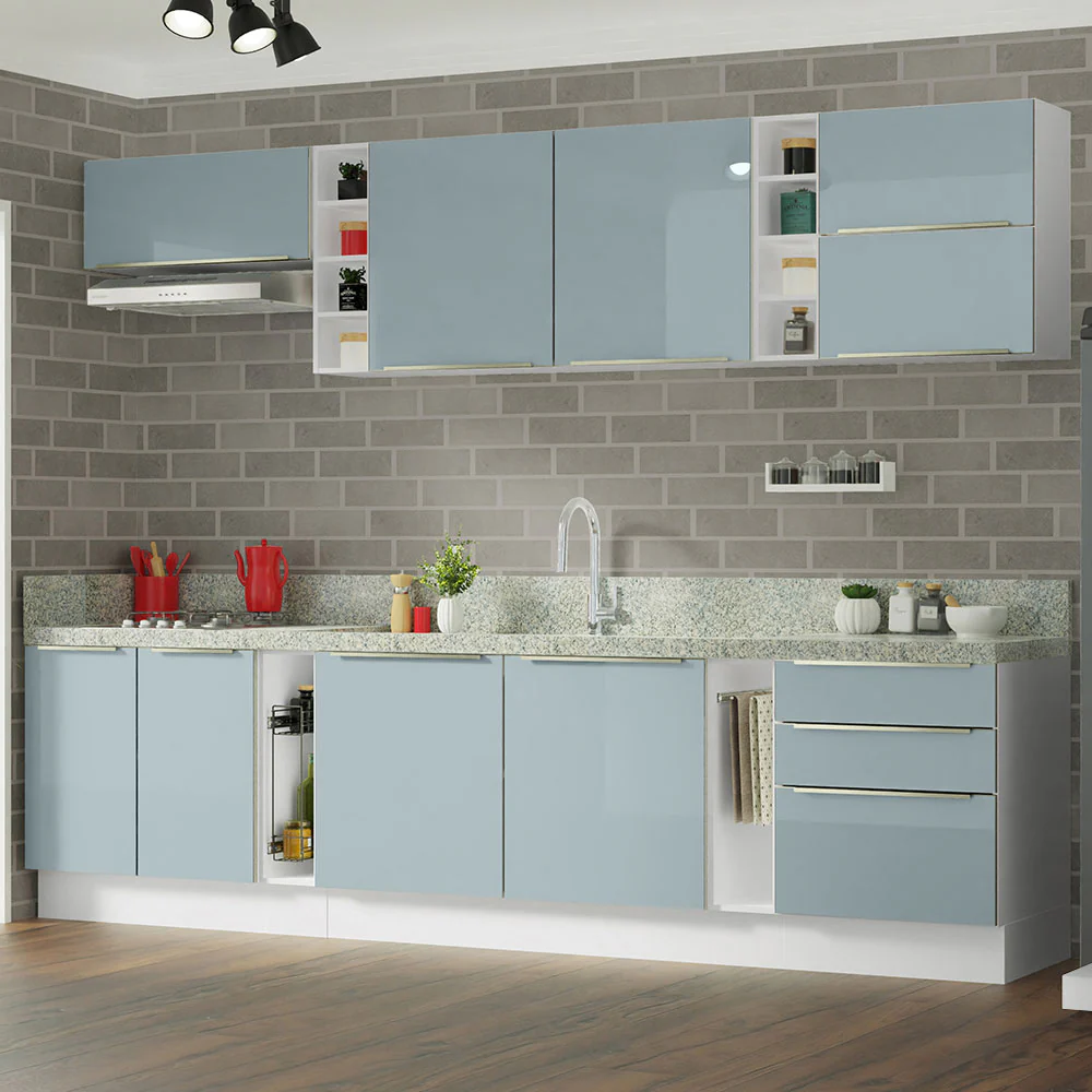 Armário de Cozinha Completa 300 x 60 cm Branco/Cinza Lux da Sabrina Madesa - Image 2