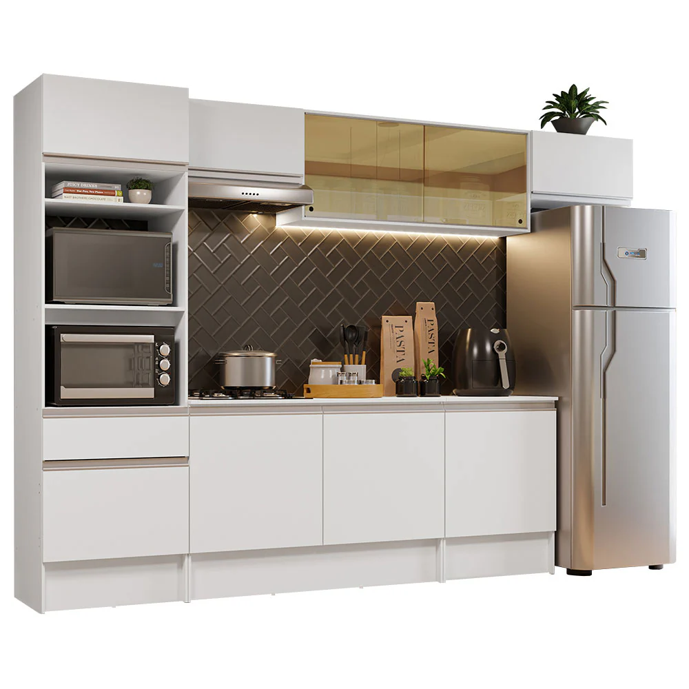 Armário de Cozinha Completa 300cm Branco Diamante Madesa 02 - Image 2