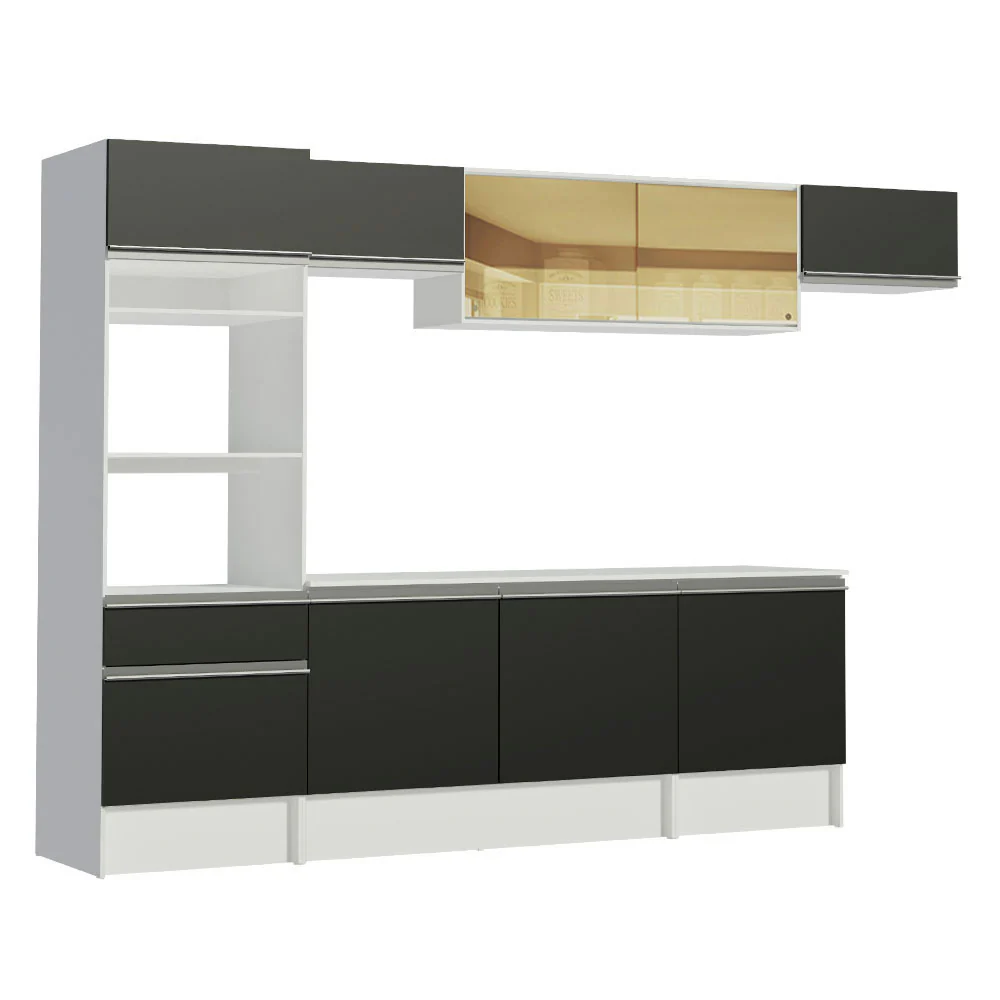 Armário de Cozinha Completa 300cm Branco/Preto Diamante Madesa 02 - Image 10