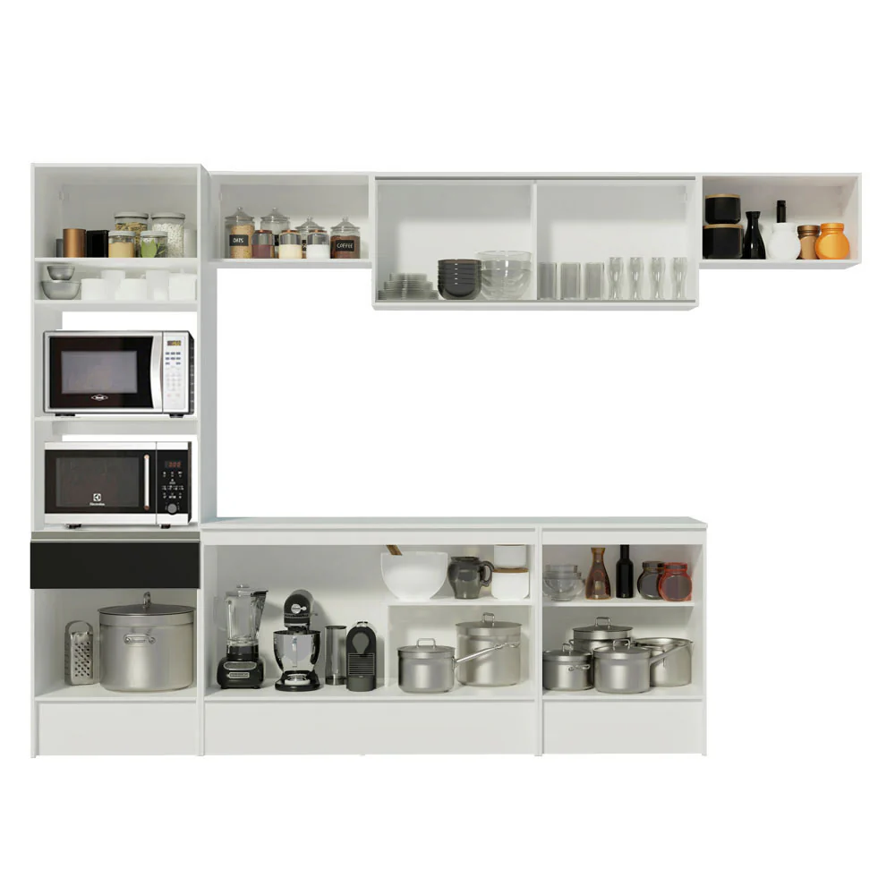 Armário de Cozinha Completa 300cm Branco/Preto Diamante Madesa 02 - Image 5