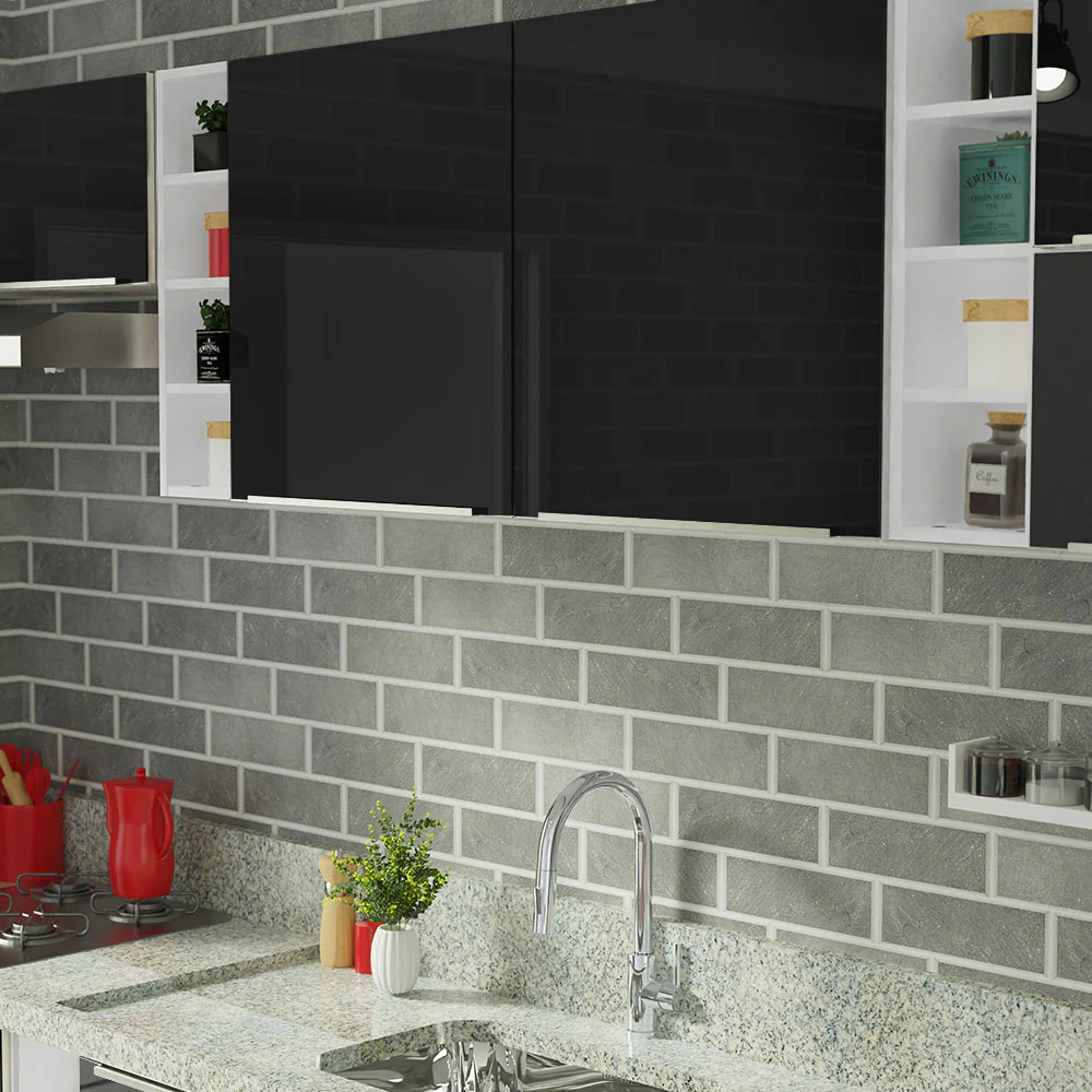 Armário de Cozinha Completa 300 x 60 cm Branco/Preto Lux da Sabrina Madesa - Image 11