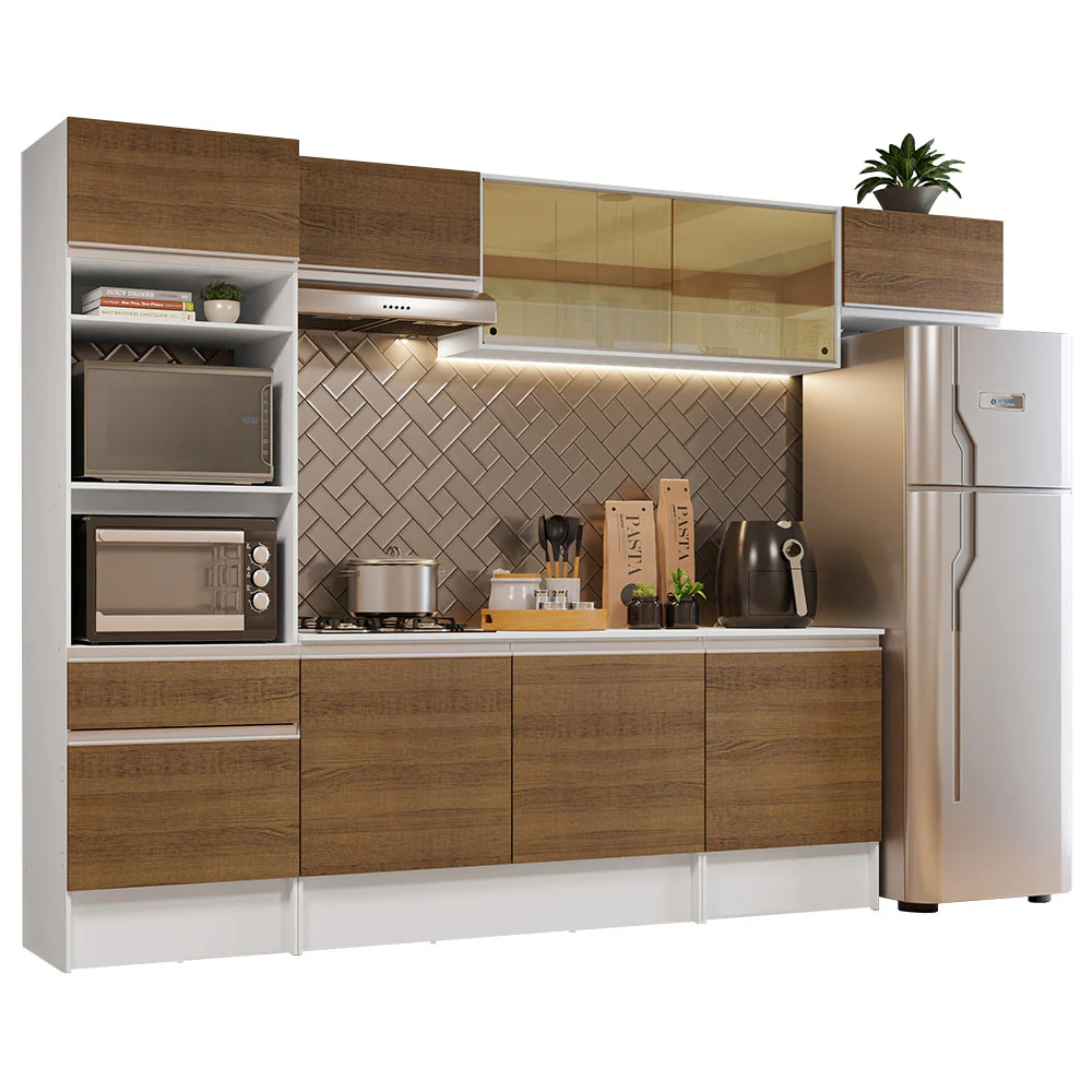Armário de Cozinha Completa 300cm Branco/Rustic Diamante Madesa 02 - Image 2